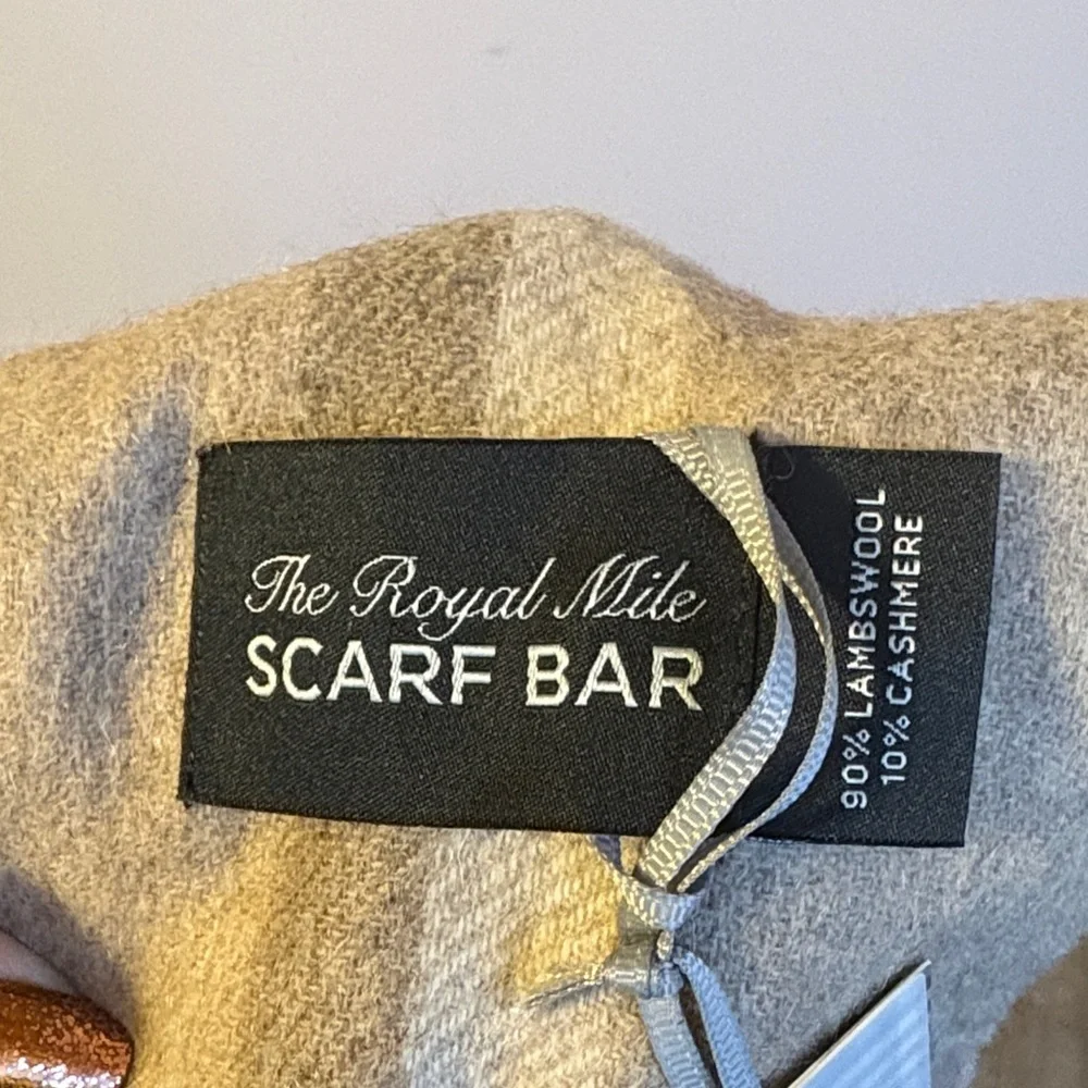 The Royal Mile Scarf Bar Neutral Plaid Lambswool Cashmere Blend Scarf Scotland